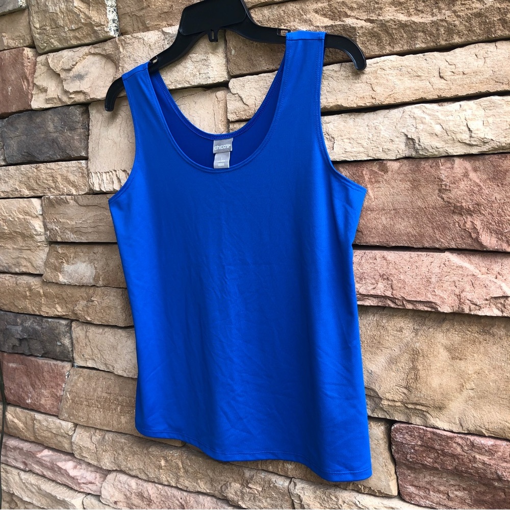 Chico’s blue stretch tank top Like New Medium - Picture 6 of 7